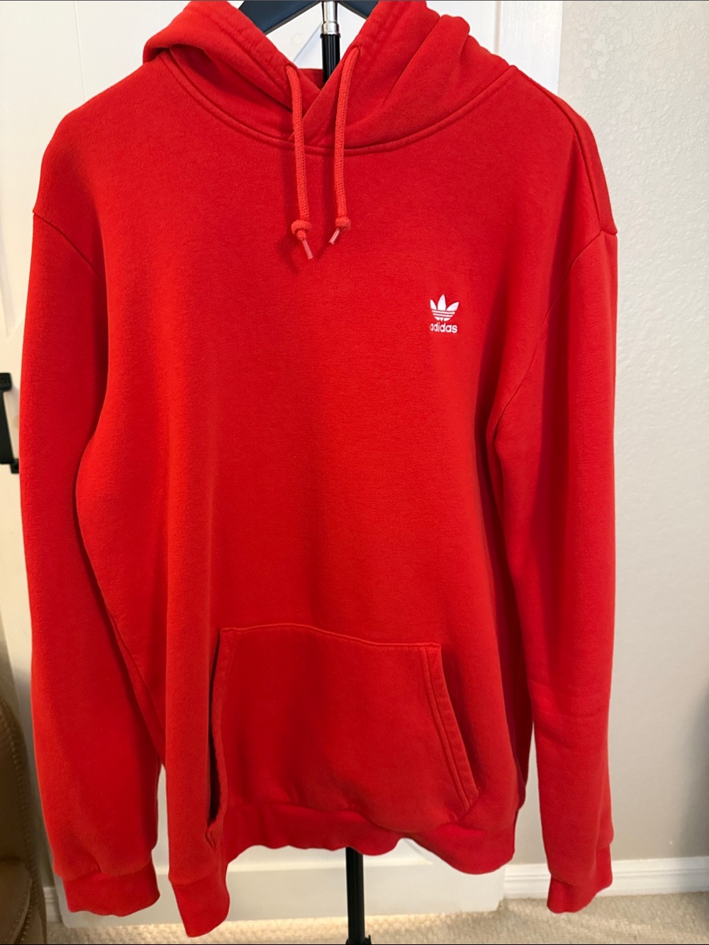 adidas Red Trefoil Logo Pullover Hoodie